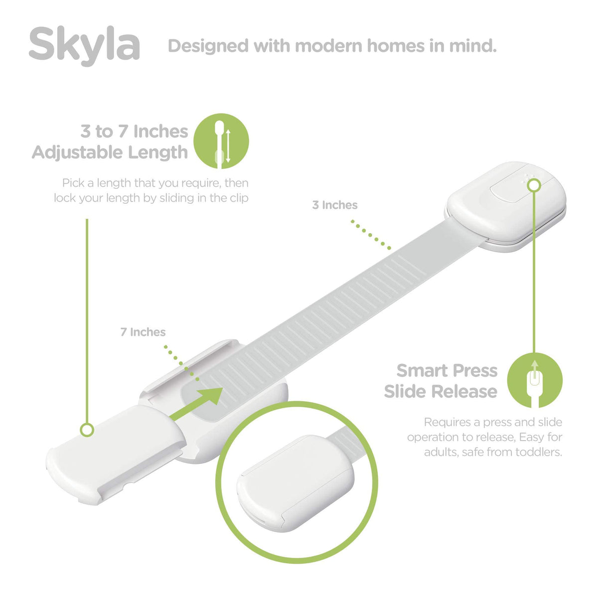 SKYLA HOMES Cabinet Strap Locks for Baby Proofing, 2 Pack, Gray Jansha Store