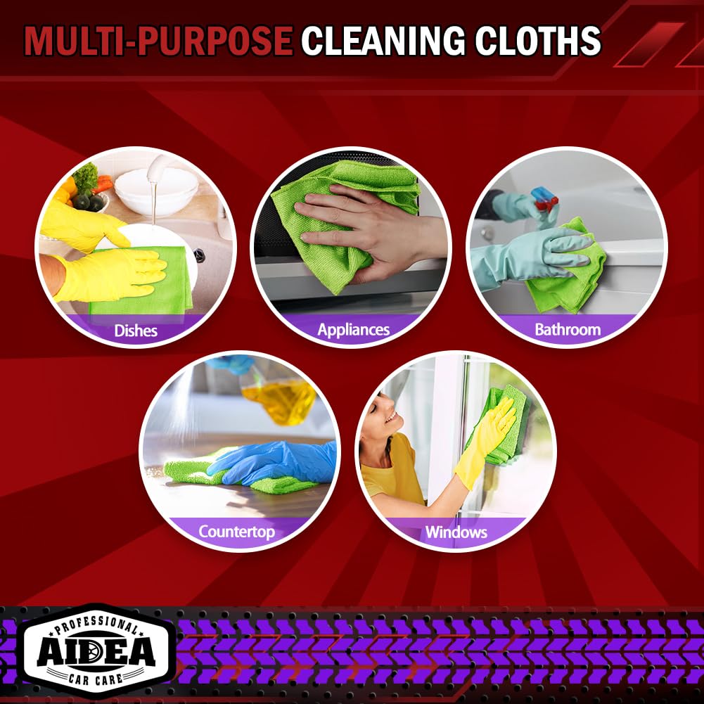 AIDEA Microfiber Cleaning Cloth-50PK, Microfiber Towels for Cars, 12"×12" Jansha Store