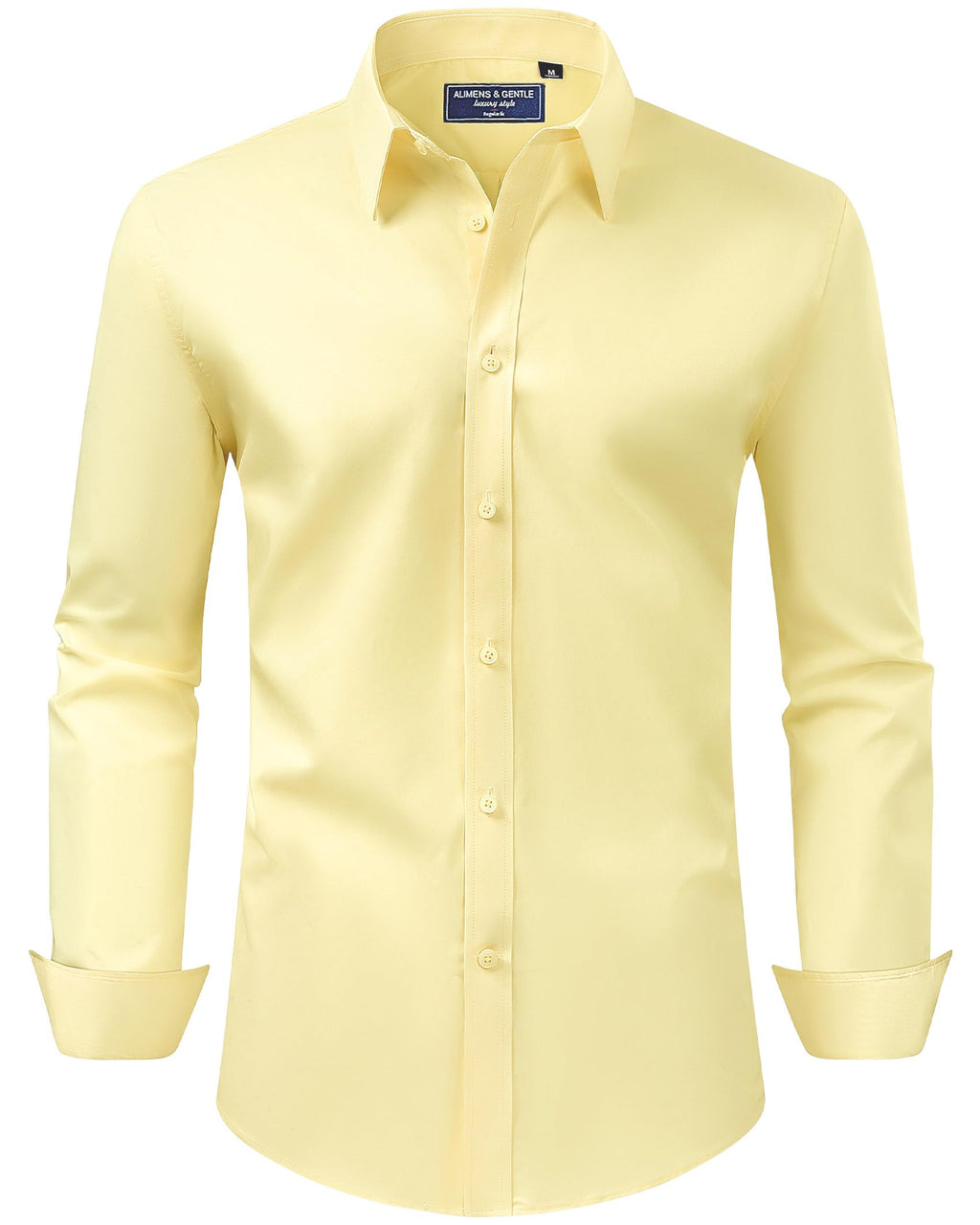 Alimens & Gentle Men's Dress Shirt Regular Fit Stretch Stain Shield Long Sleeve Solid Business Wedding Button Down Shirts Jansha Store