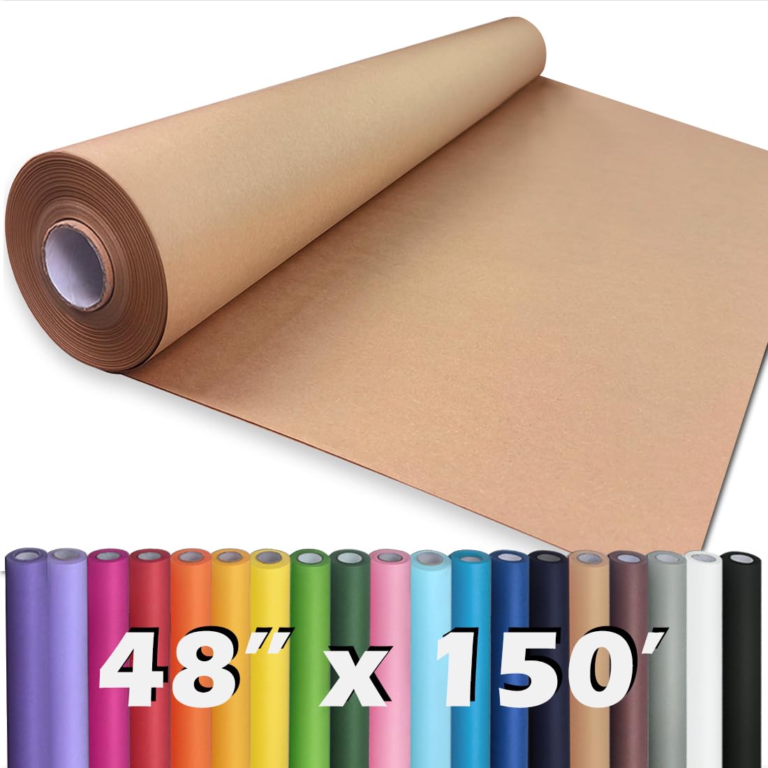 PerkHomy Brown Kraft Paper Roll 17.5" x 1,200" (100') for Gift Wrapping Bulletin Board Craft Art Bouquet Flower Packing Valentines Easel Moving Shipping Floor Poster Covering Table 70GSM 50LB Jansha Store