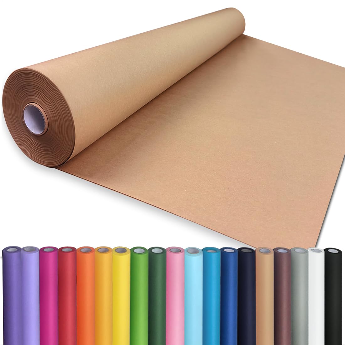 PerkHomy Brown Kraft Paper Roll 17.5" x 1,200" (100') for Gift Wrapping Bulletin Board Craft Art Bouquet Flower Packing Valentines Easel Moving Shipping Floor Poster Covering Table 70GSM 50LB Jansha Store