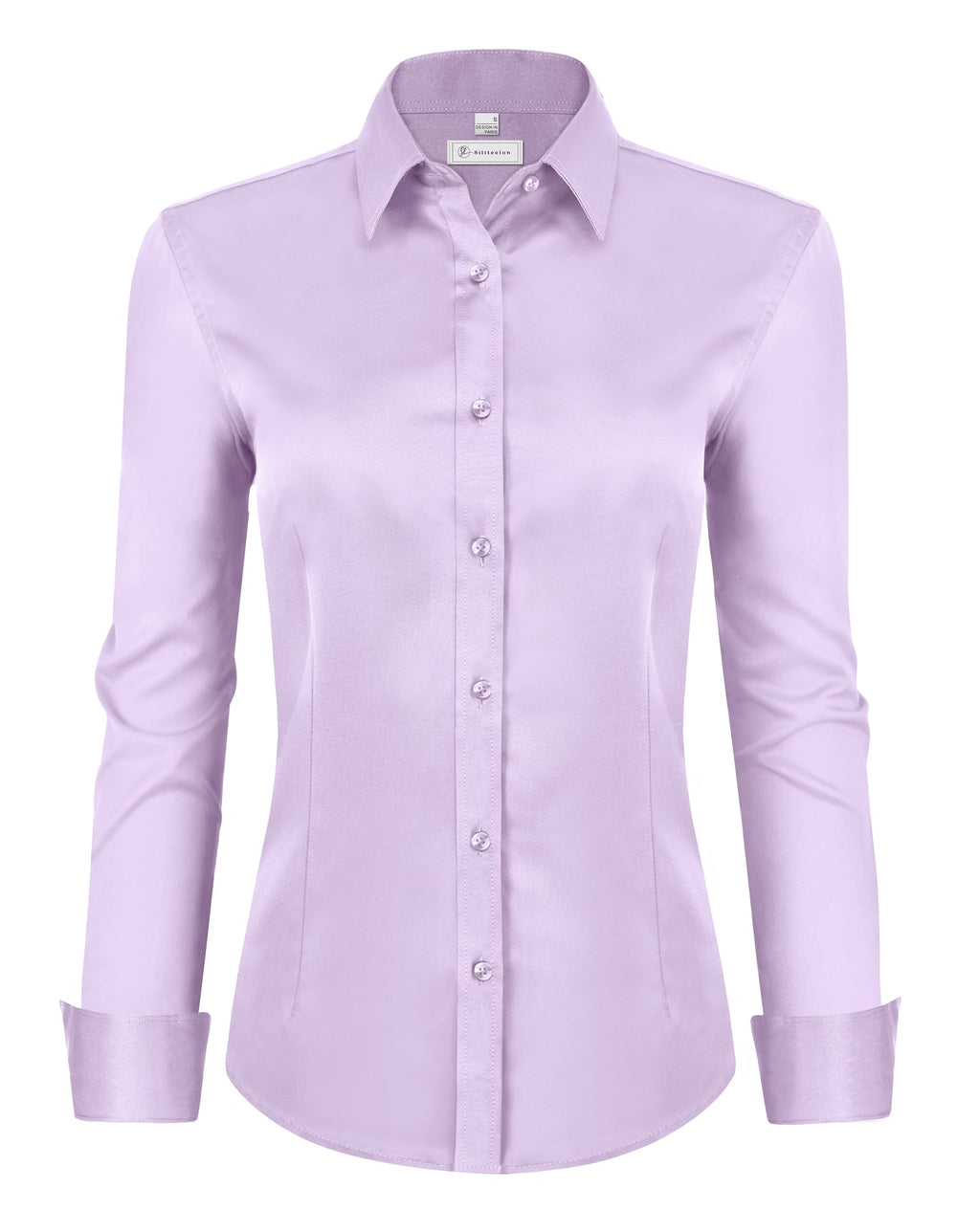 siliteelon Womens Classic-Fit Dress Shirts Long Sleeve Button Down Wrinkle-Free Stretch Solid Casual Work Office Blouse Top Jansha Store