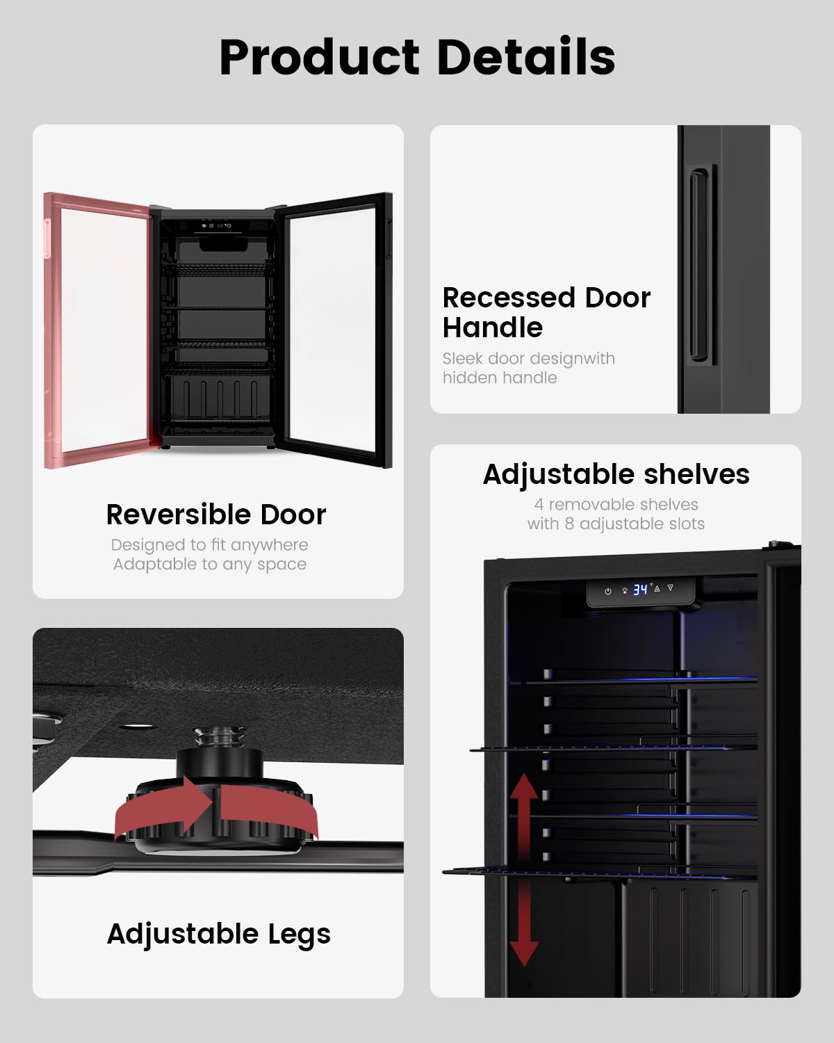 Feelfunn 24 Can Beverage Refrigerator, Mini Fridge, Black Jansha Store