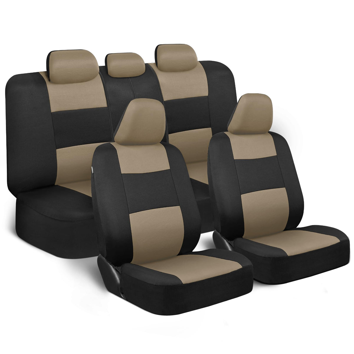 BDK PolyPro Car Seat Covers Full Set in Solid Black, Front and Rear Split Bench Seat Covers for Cars, Easy to Install Car Seats Cover Set and Accessories for Auto Trucks Van SUV - Solid Black Jansha Store