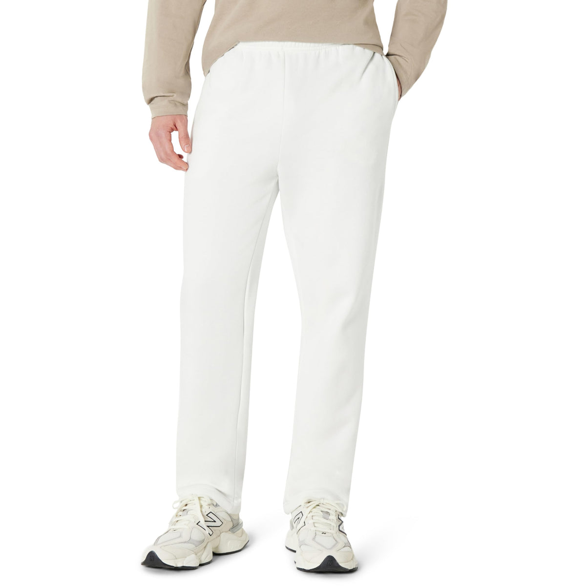 Big and tall men's fleece open bottom sweatpants in charcoal, front view
