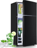 DEMULLER 2.4 Cu.Ft Small Refrigerator with Freezer Mini Fridge Removable Plastic Shelves Ideal for Apartment,Dormitory Black Jansha Store