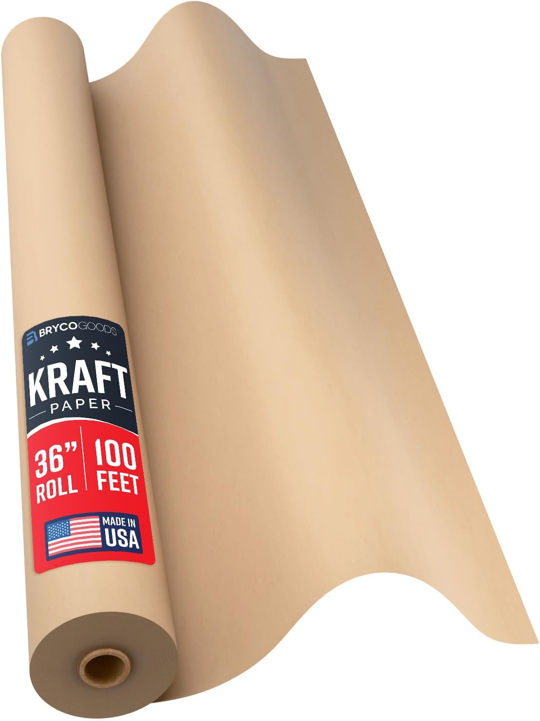Large Brown Kraft Paper Roll - 36" x 1200" (100 ft) - Made in USA - Ideal for Gift Wrapping, Packing, Moving, Postal, Shipping, Parcel, Wall Art, Crafts, Bulletin Boards, Floor Cover or Table Runner Jansha Store