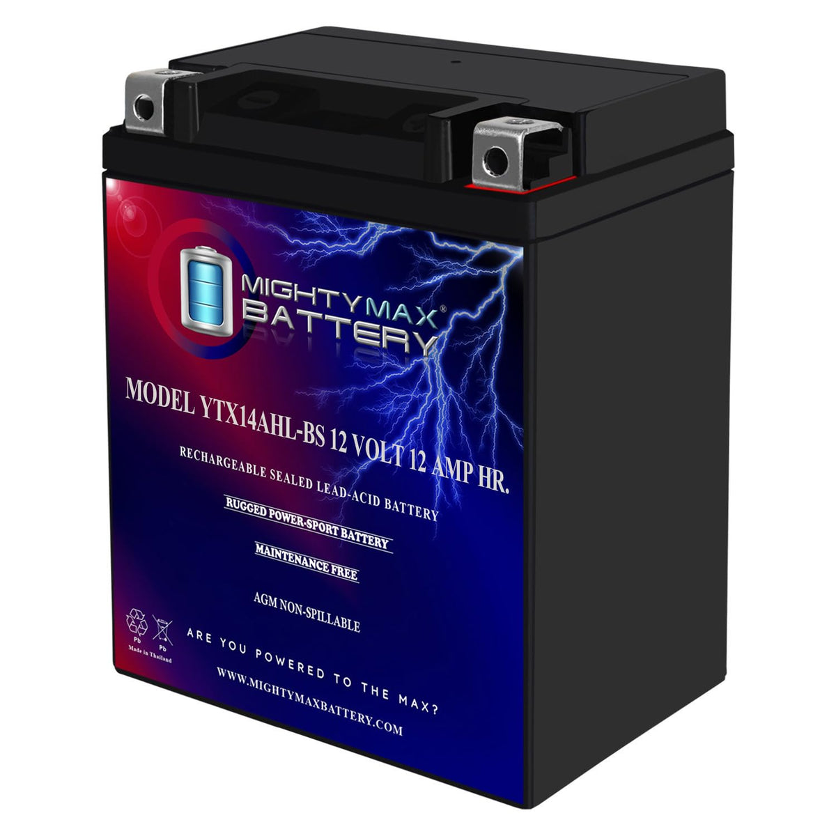 Mighty Max Battery YTX14-BS - 12 Volt 12 AH, 200 CCA, Rechargeable Maintenance Free SLA AGM Motorcycle Battery Jansha Store