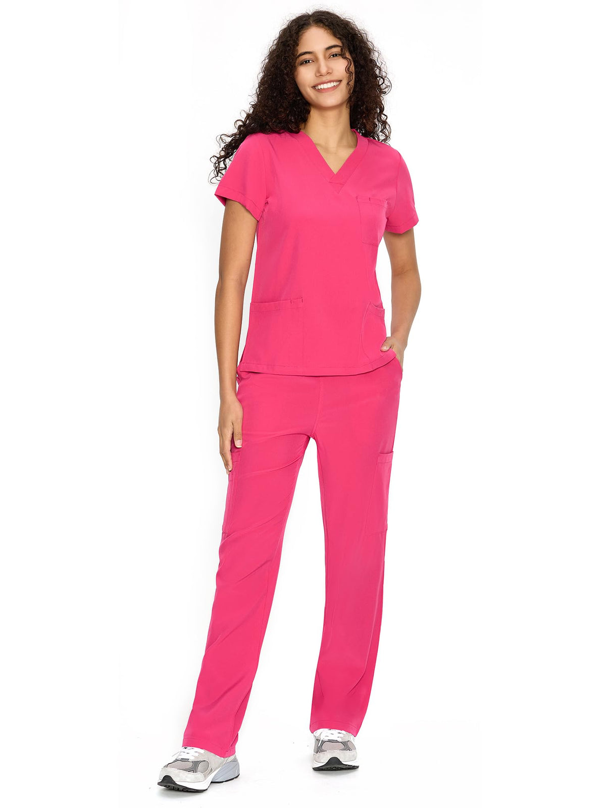 COZYFIT Scrubs for Women Set - V-Neck & Straight Leg Pants with 9 Pockets Jansha Store