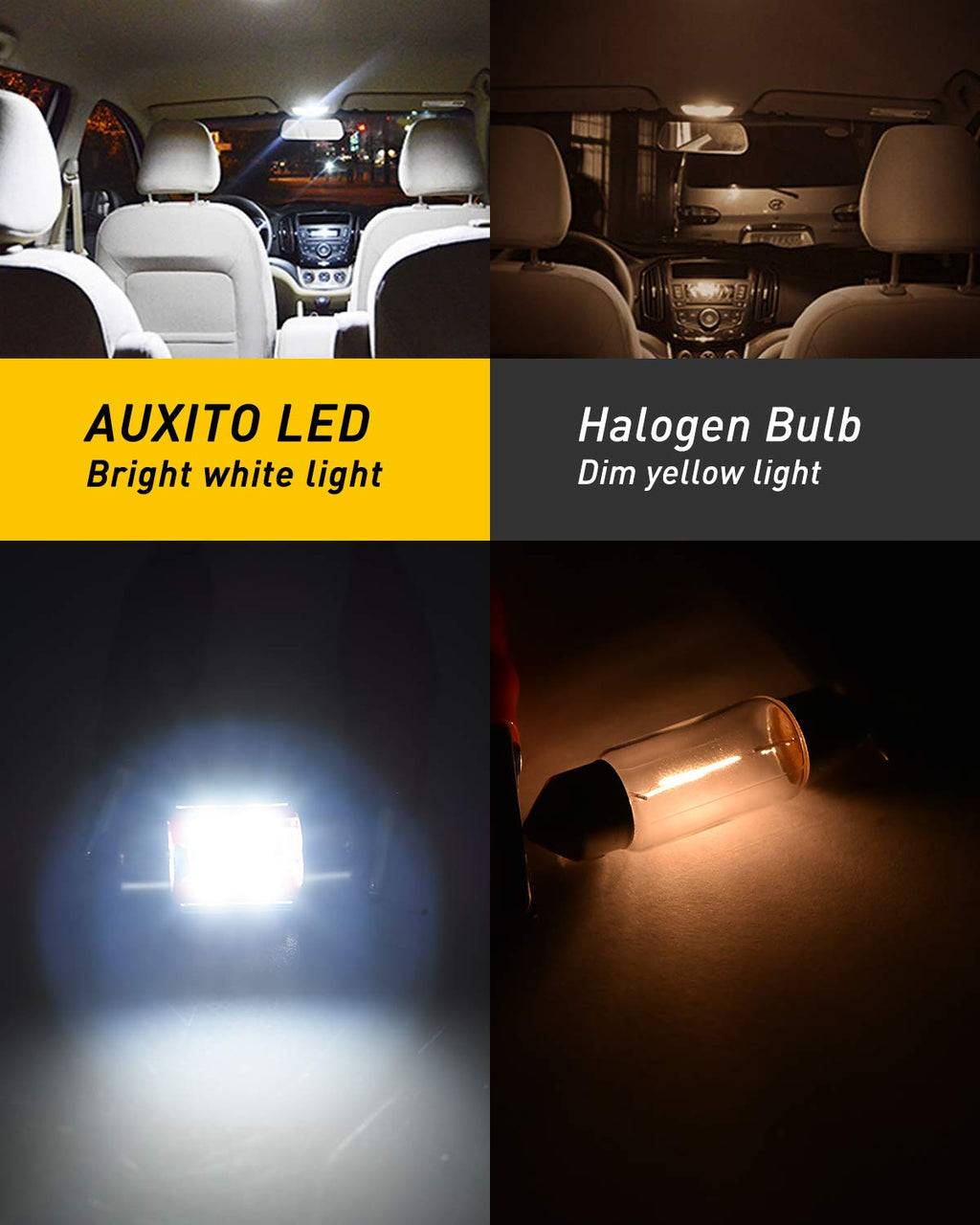 AUXITO 194 LED Bulbs for License Plate Light 168 175 2825 W5W T10 24-SMD 3014 Chipsets 6000K White for Car Dome Door Map Dash Courtesy Cargo License Plate Lights, Pack of 2 Jansha Store