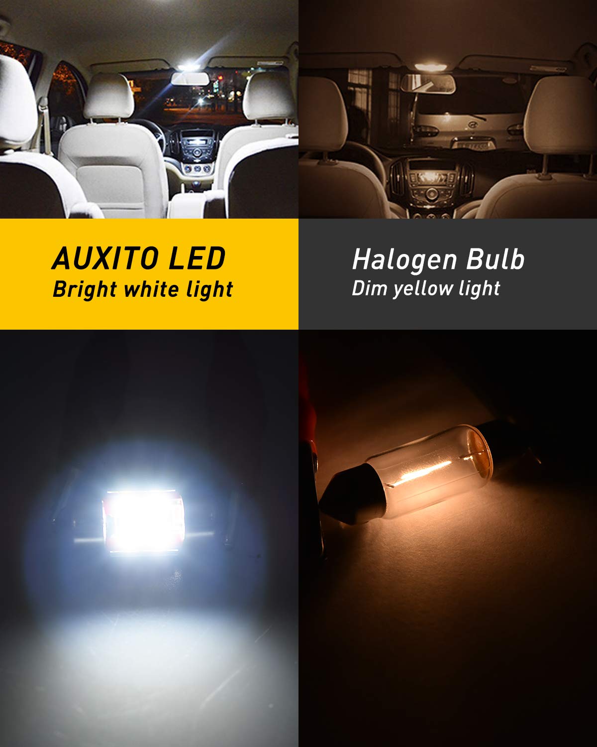 AUXITO 194 LED Bulbs for License Plate Light 168 175 2825 W5W T10 24-SMD 3014 Chipsets 6000K White for Car Dome Door Map Dash Courtesy Cargo License Plate Lights, Pack of 2 Jansha Store