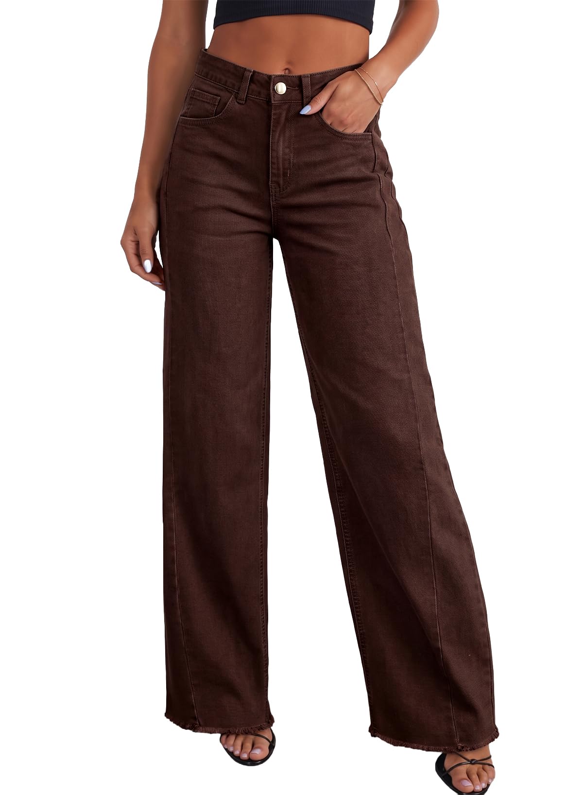 Sidefeel Women's Wide Leg Jeans High Waisted Stretchy Denim Pants Jansha Store