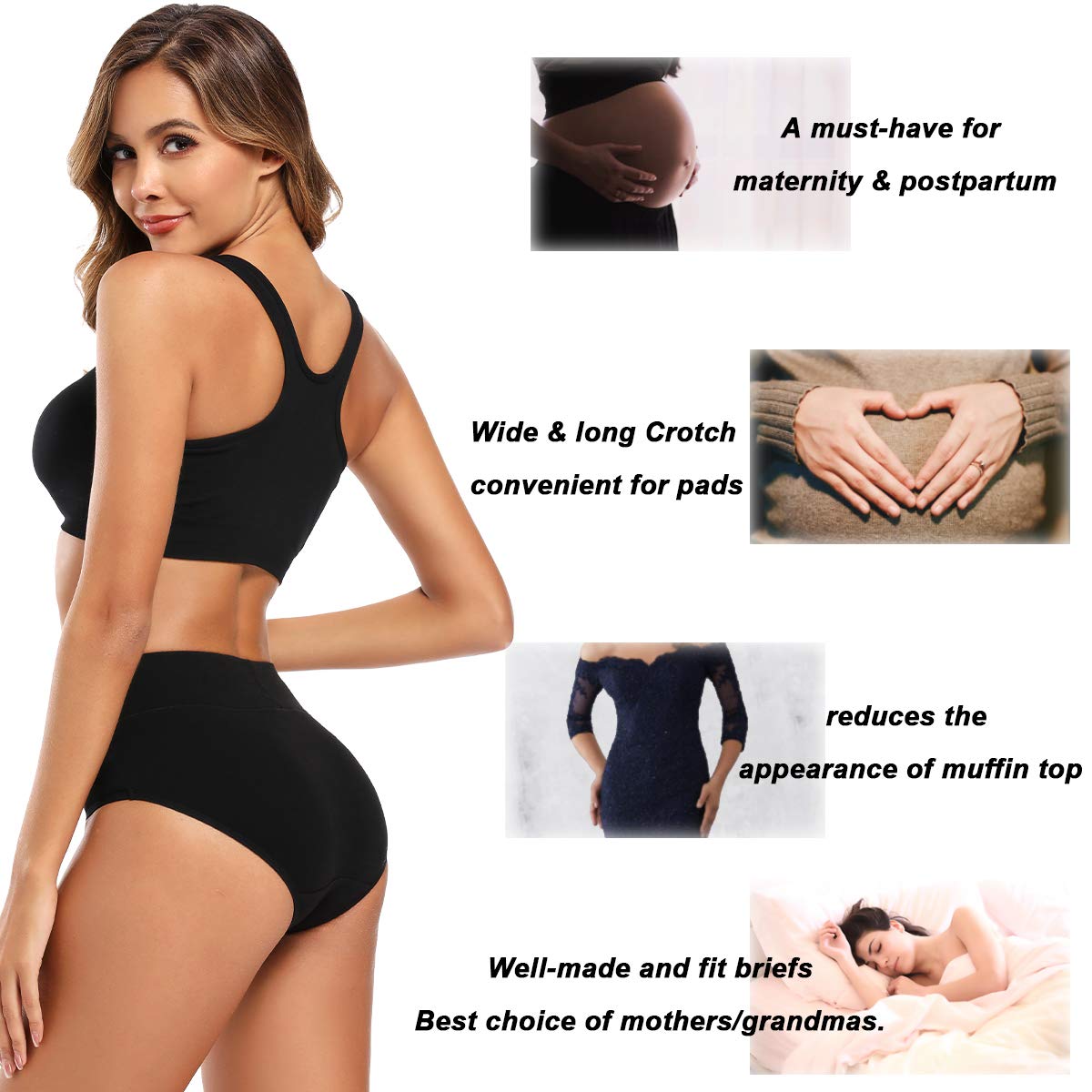 Molasus Women's Cotton Underwear High Waisted Full Coverage Ladies Panties (Regular & Plus Size) Jansha Store