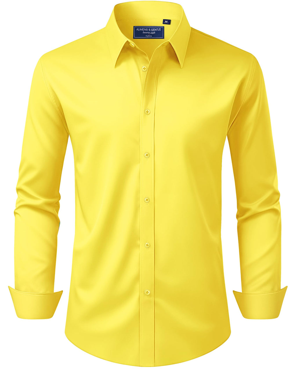 Alimens & Gentle Men's Dress Shirt Regular Fit Stretch Stain Shield Long Sleeve Solid Business Wedding Button Down Shirts Jansha Store