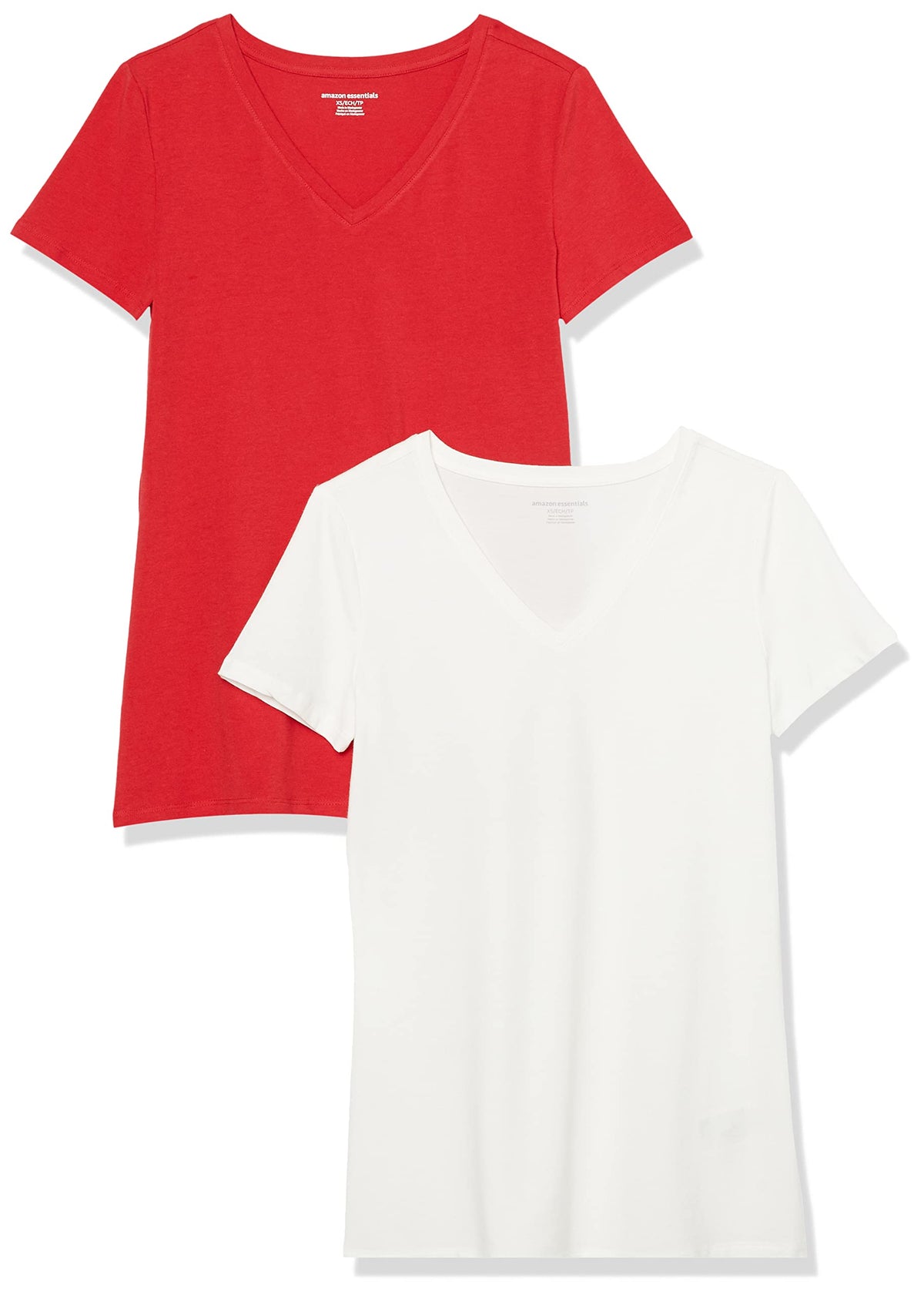 Amazon Essentials Women's Regular-Fit Short-Sleeve T-Shirt (V-Neck or Crewneck), Cotton Modal Blend, Pack of 2 Jansha Store