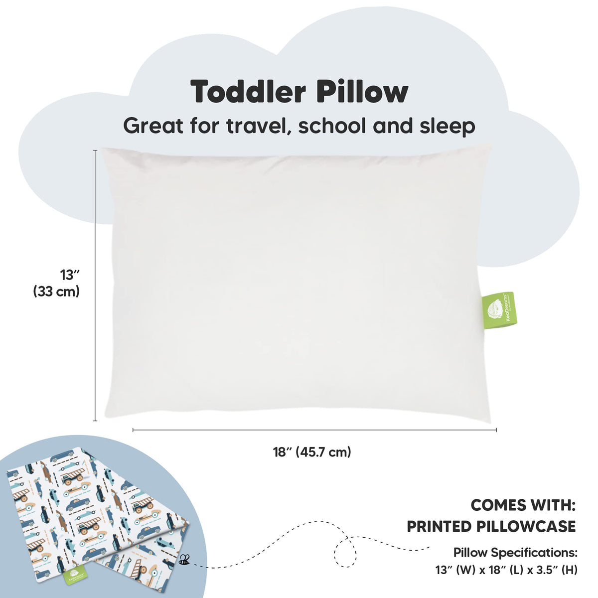 Toddler Pillow with Pillowcase, 13x18 My Little Dreamy Pillow (Flora Vale) Jansha Store