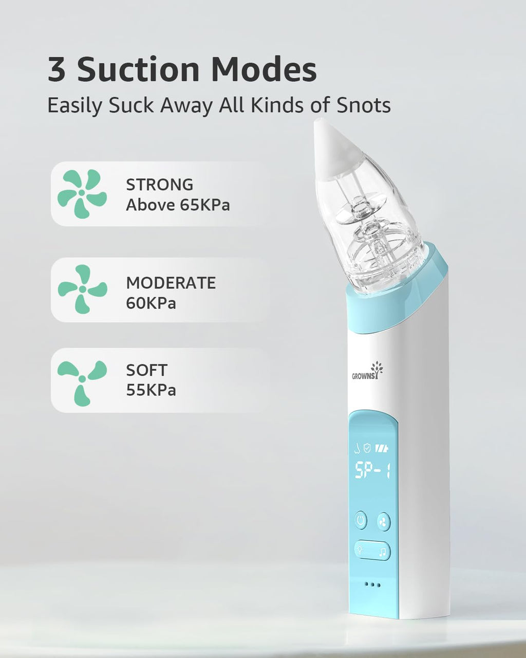GROWNSY Baby Nasal Aspirator, Electric Nose Sucker, Powerful Suction,Grey Jansha Store