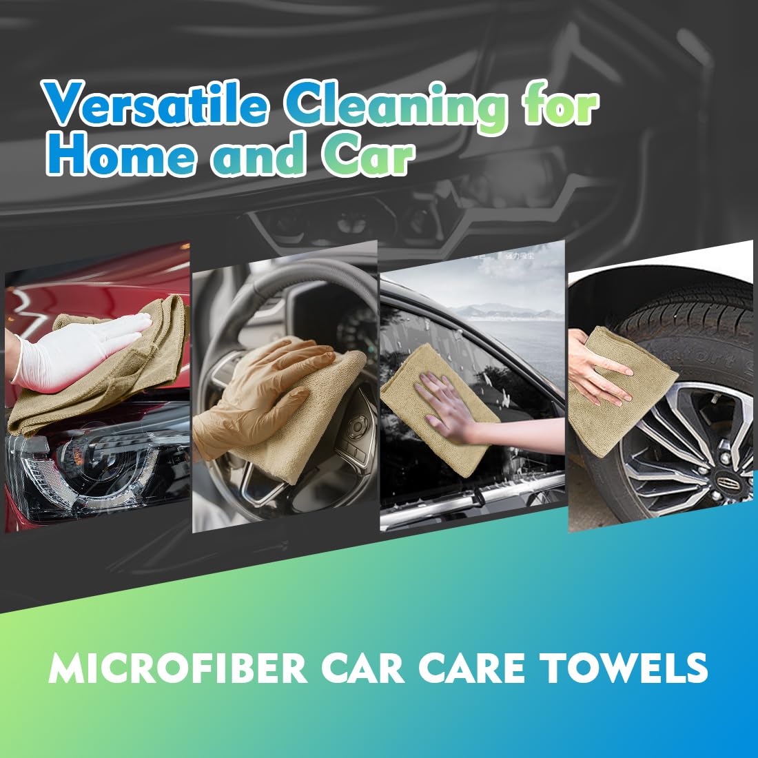 HOMEXCEL Microfiber Cleaning Cloth 12 Pack, 12.5 x 12.5 inch Microfiber Towels for Cars, Ultra Absorbent Washing Cloth, Lint Free Streak Free Cleaning Rags for Car, Kitchen, and Window (Grey) Jansha Store