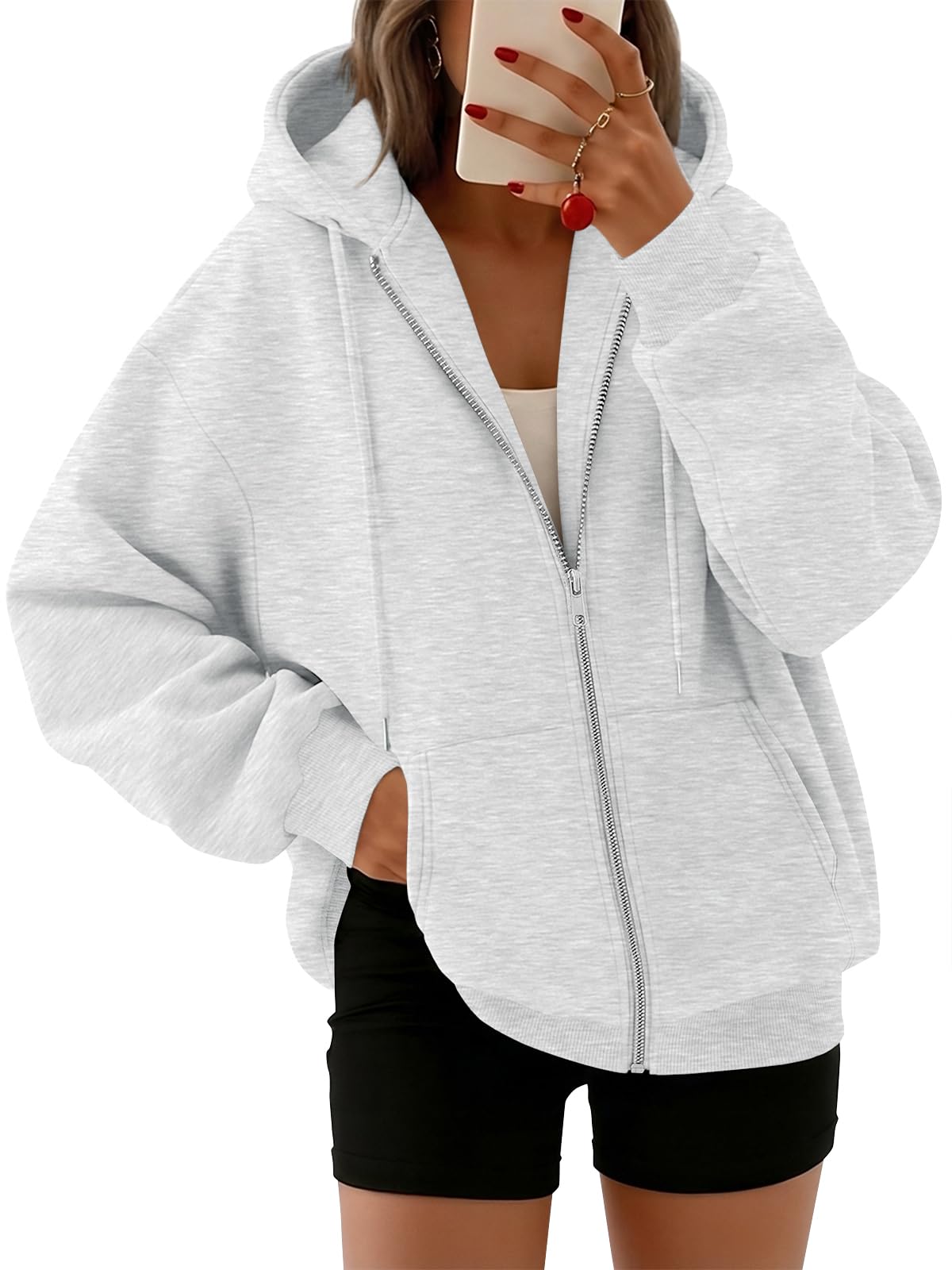 Trendy Queen Womens Oversized Zip Up Hoodies Y2K Fall Sweatshirts 2026 Jansha Store