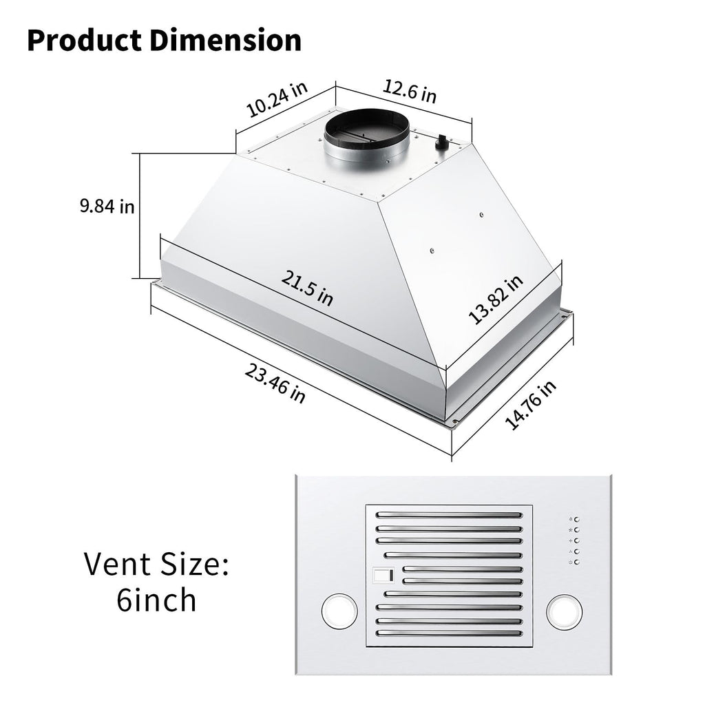 Range Hood Insert 30 inch,Stainless Steel Kitchen Vent Hood 600CFM,Built-in Kitchen Stove Hood w/Front Button Controls and Front LED Lights,Baffle Filters,Ducted/ductless Convertible Duct Jansha Store