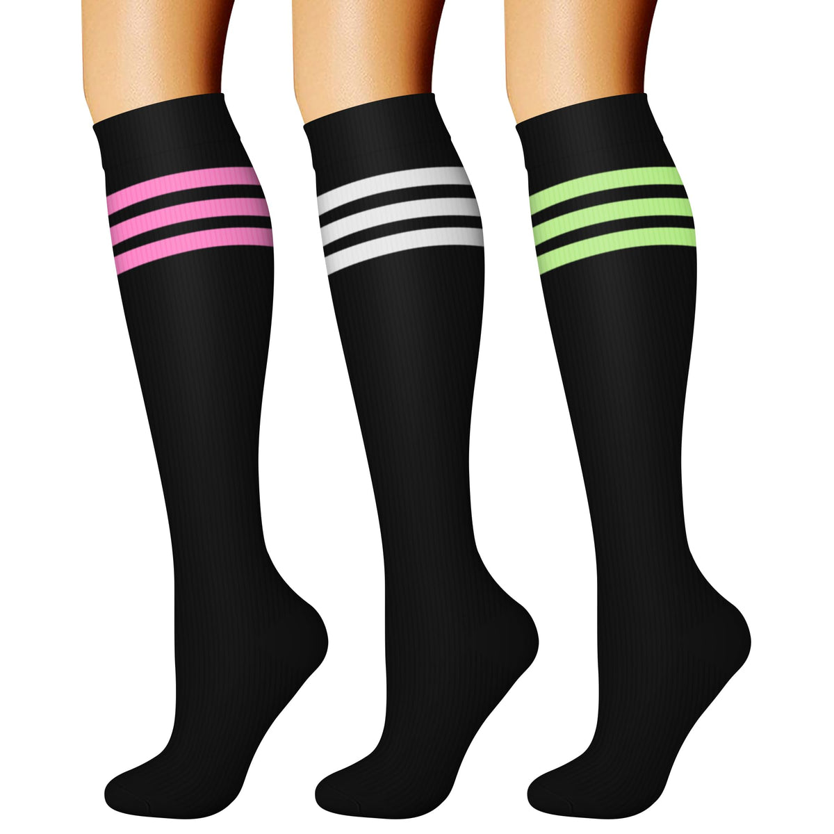 CHARMKING Compression Socks for Women & Men Circulation (3 Pairs) 15-20 mmHg is Best Support for Athletic Running Cycling Jansha Store