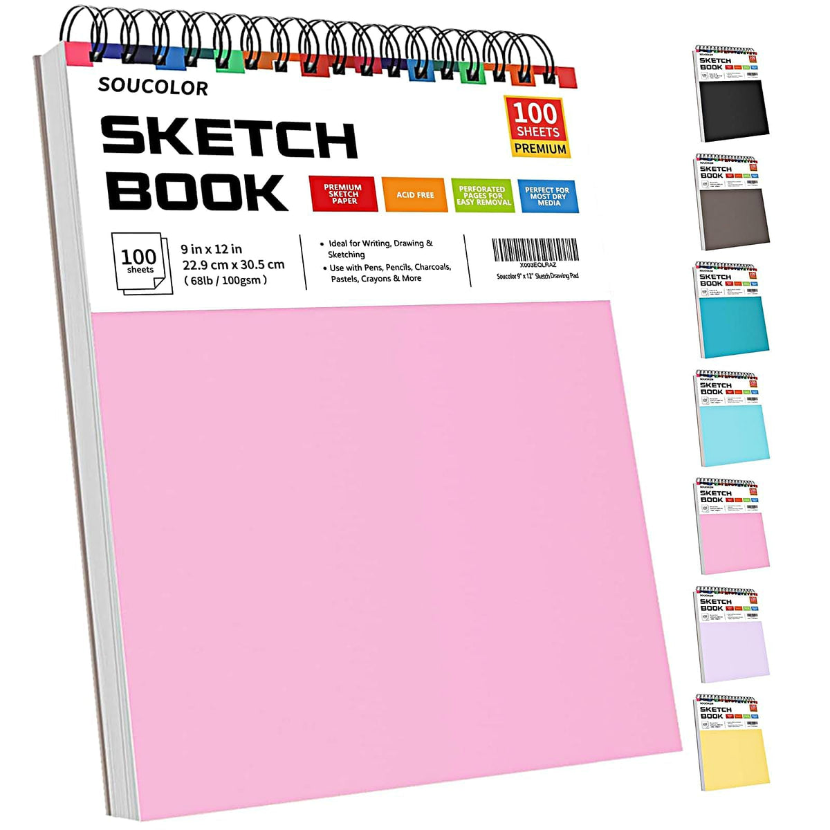 Soucolor Sketch Book 9" x 12", 100 Sheets Kids Art Sketchbook Drawing Pad Jansha Store