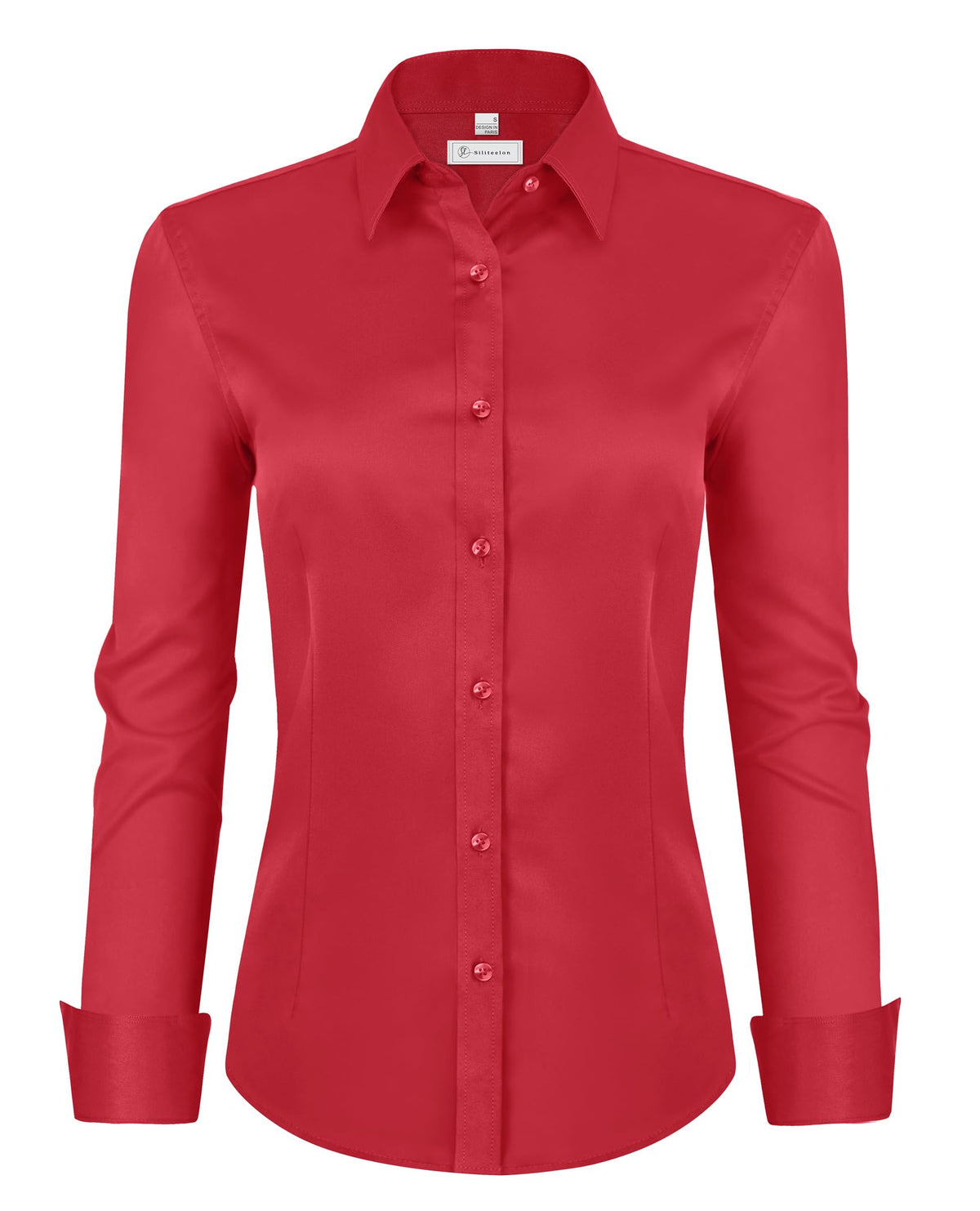 siliteelon Womens Classic-Fit Dress Shirts Long Sleeve Button Down Wrinkle-Free Stretch Solid Casual Work Office Blouse Top Jansha Store