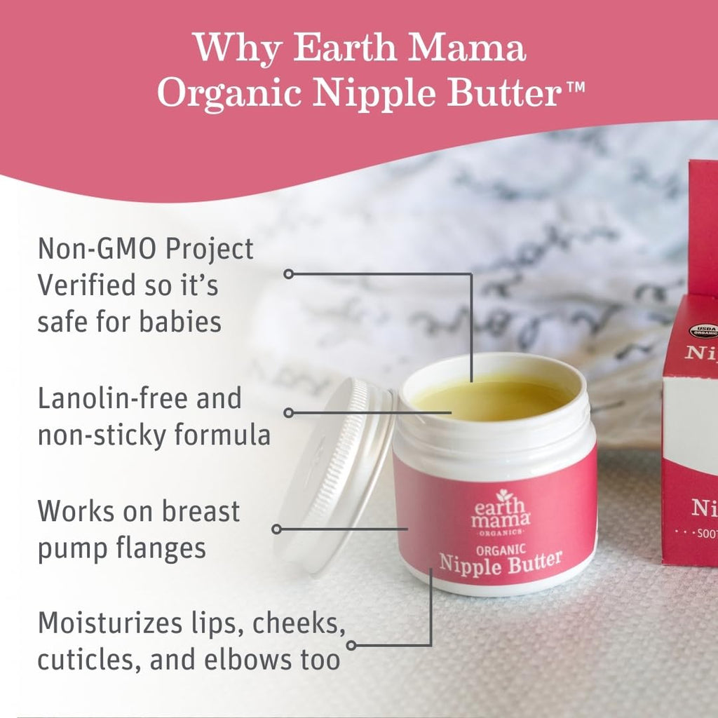 Earth Mama Organic Nipple Butter, Lanolin-Free Breastfeeding Cream, 2 fl oz Jansha Store