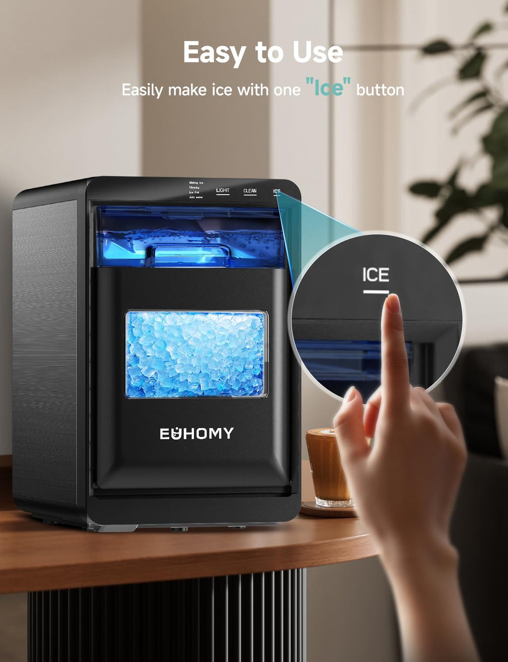 EUHOMY Nugget Ice Maker Countertop, 40Lbs/24H Sonic Ice Maker Machine, Self-Cleaning Pellet Ice Makers with Ice Scoop&Basket, Countertop Pebble Ice Maker for Home/Kitchen/Office Jansha Store