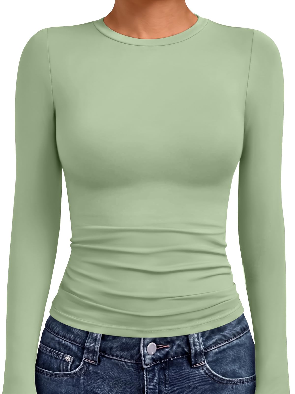 Close-up of the women's compression underscrub top stitching