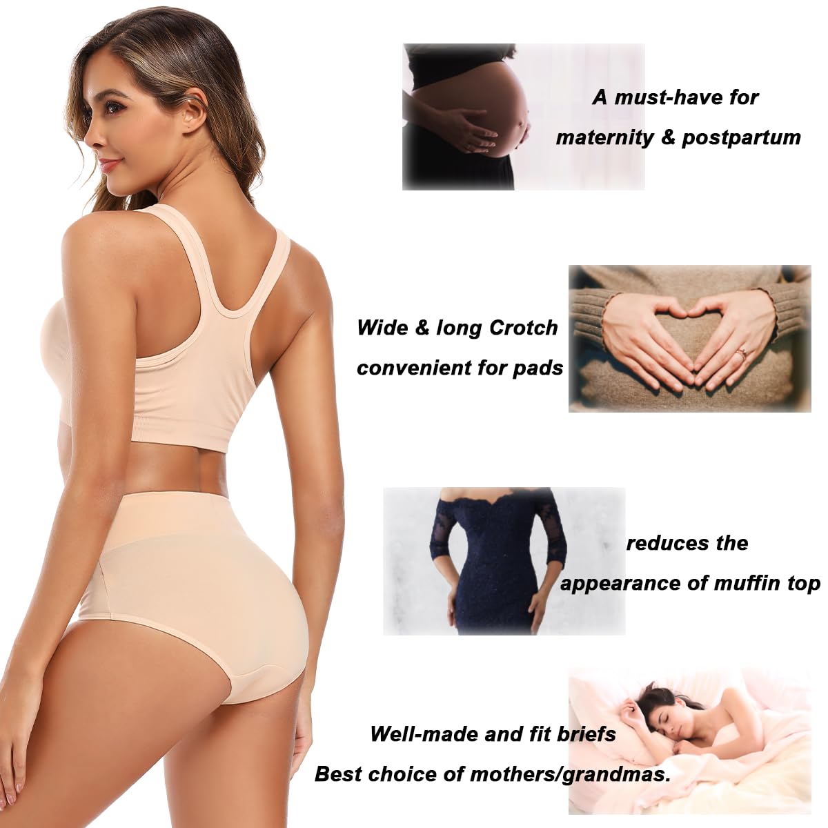 Molasus Women's Cotton Underwear High Waisted Full Coverage Ladies Panties (Regular & Plus Size) Jansha Store