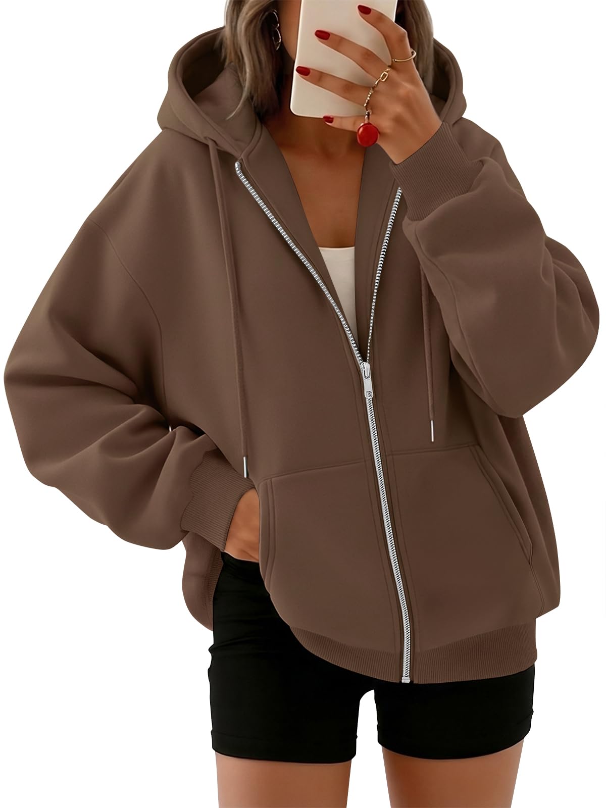 Trendy Queen Womens Oversized Zip Up Hoodies Y2K Fall Sweatshirts 2026 Jansha Store