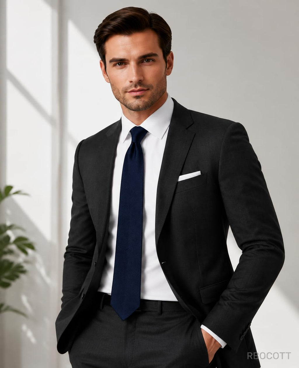 RBOCOTT Solid Color Tie Formal Necktie for Men Jansha Store