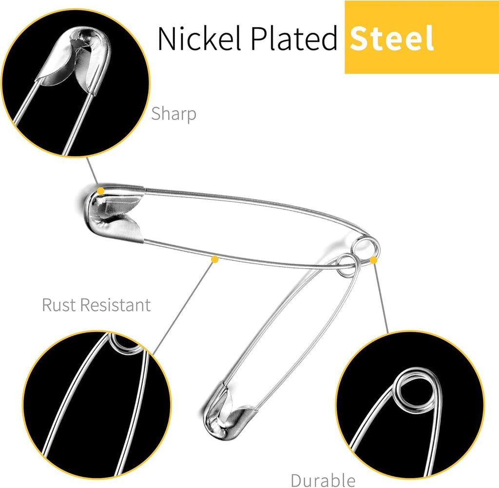XKDOUS 3 Inch Large Safety Pins 100 pcs Silver Pins Bulk Jansha Store