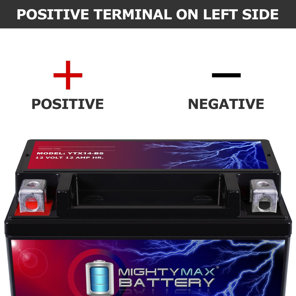 Mighty Max Battery YTX14-BS - 12 Volt 12 AH, 200 CCA, Rechargeable Maintenance Free SLA AGM Motorcycle Battery Jansha Store