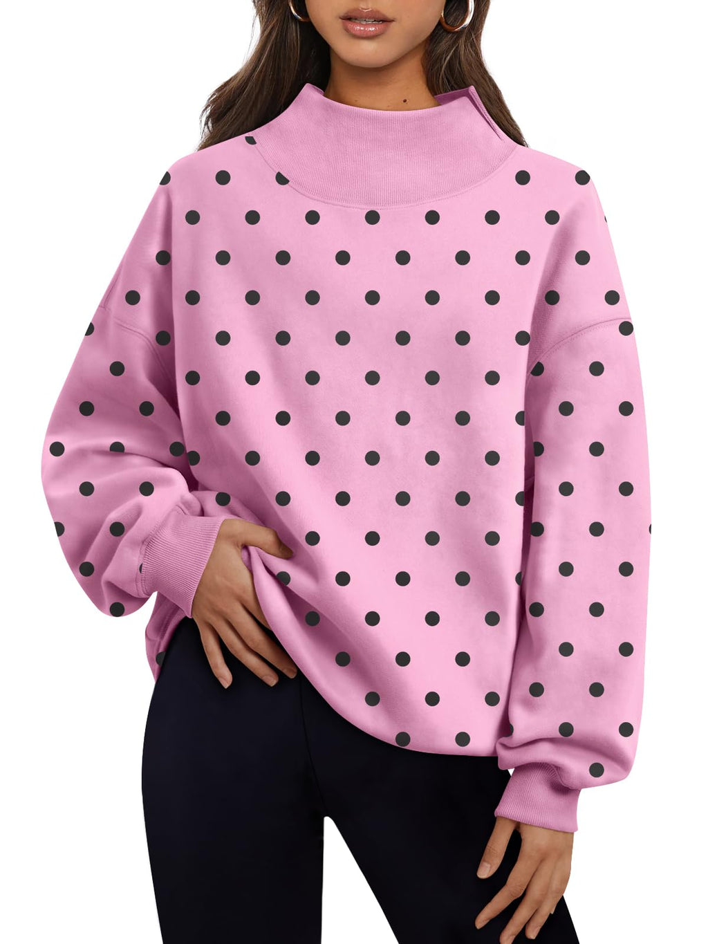 Trendy Queen Womens Mock Neck Sweatshirts Oversized Pullover Fall Outfits Jansha Store