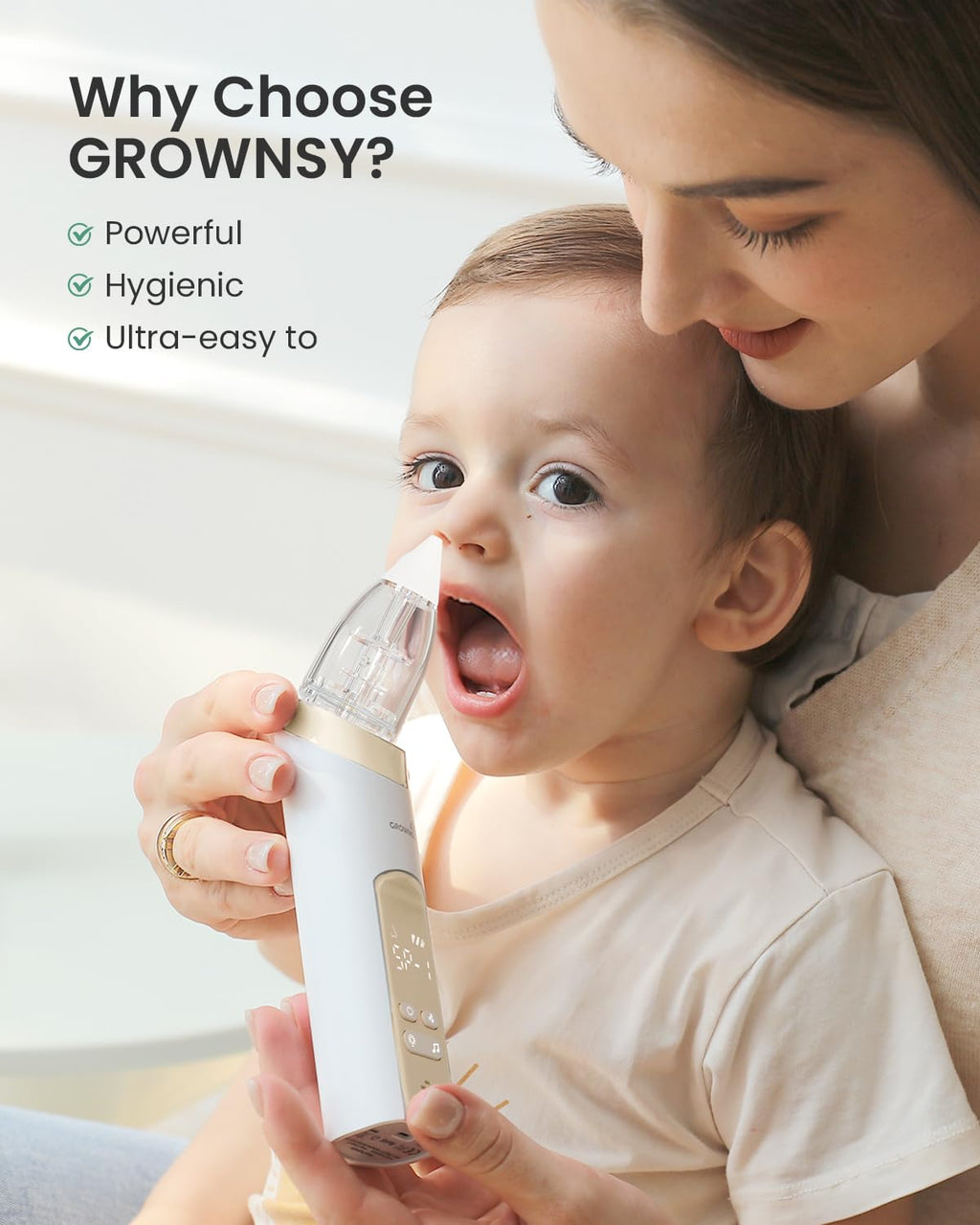 GROWNSY Baby Nasal Aspirator, Electric Nose Sucker, Powerful Suction,Grey Jansha Store