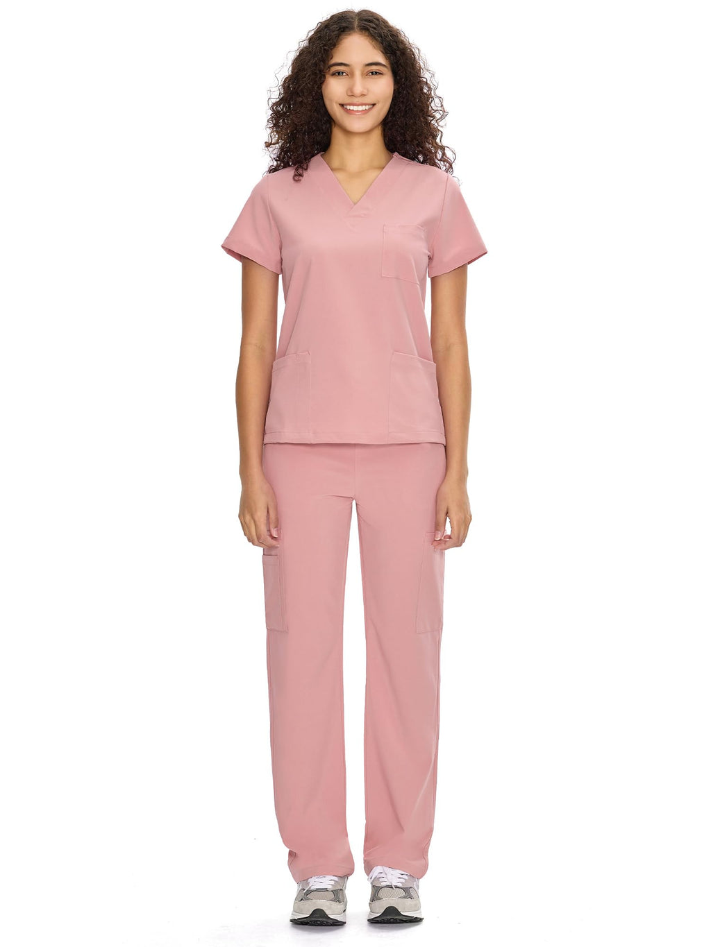 COZYFIT Scrubs for Women Set - V-Neck & Straight Leg Pants with 9 Pockets Jansha Store