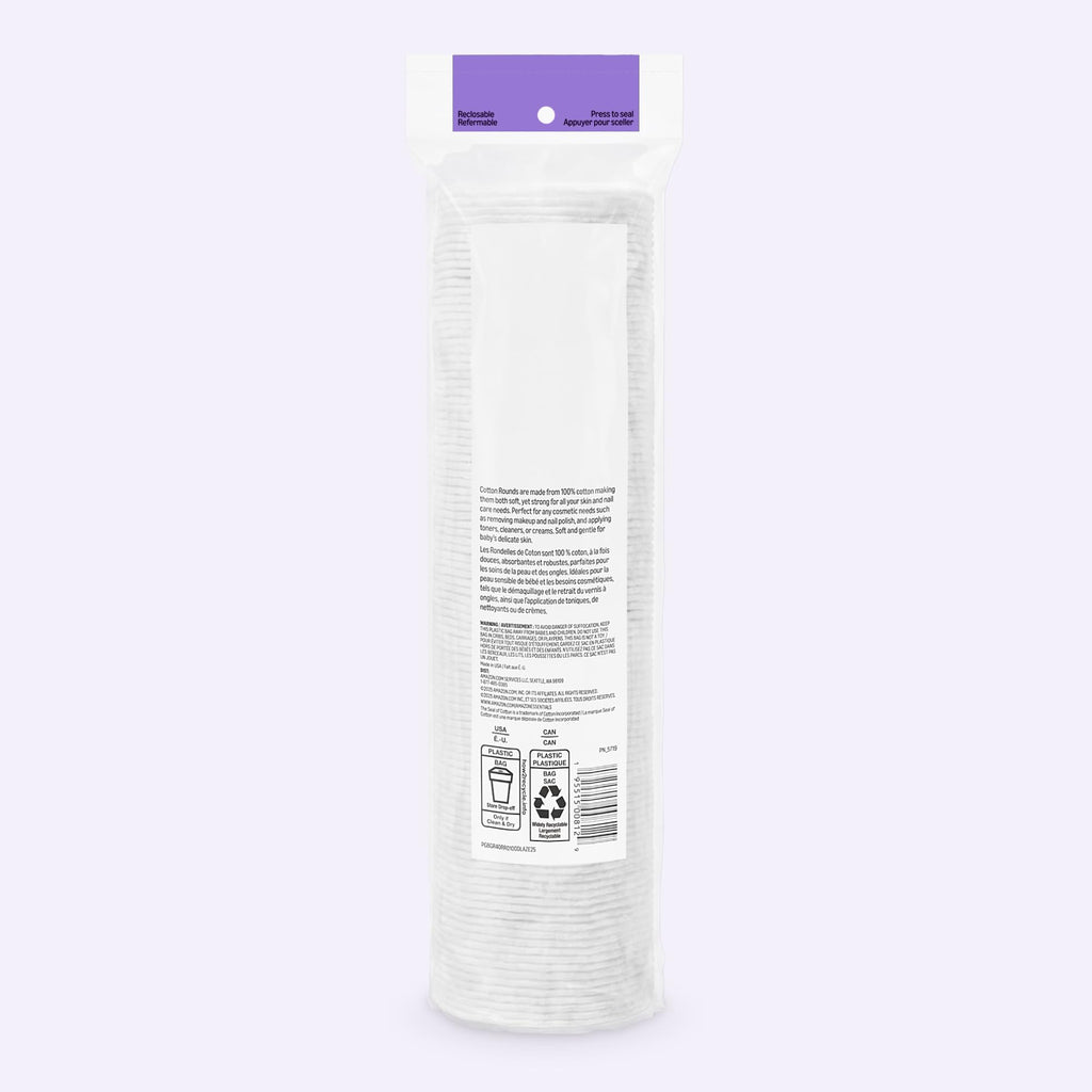 Amazon Essentials 100% Cotton Rounds, 100 Count (Previously Amazon Basics) Jansha Store