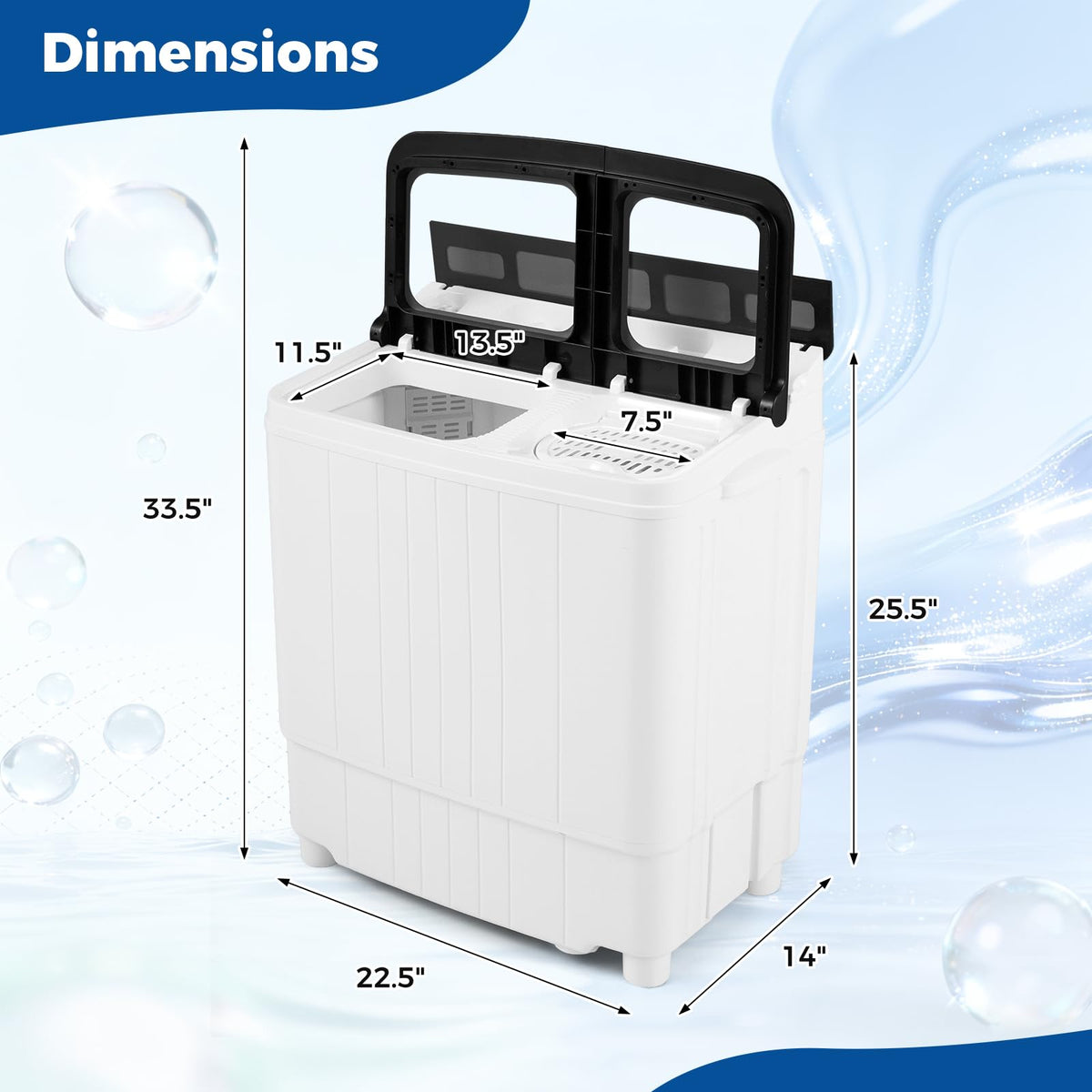 COSTWAY 26Lbs Portable Washing Machine with Built-in Drain Pump, Blue Jansha Store