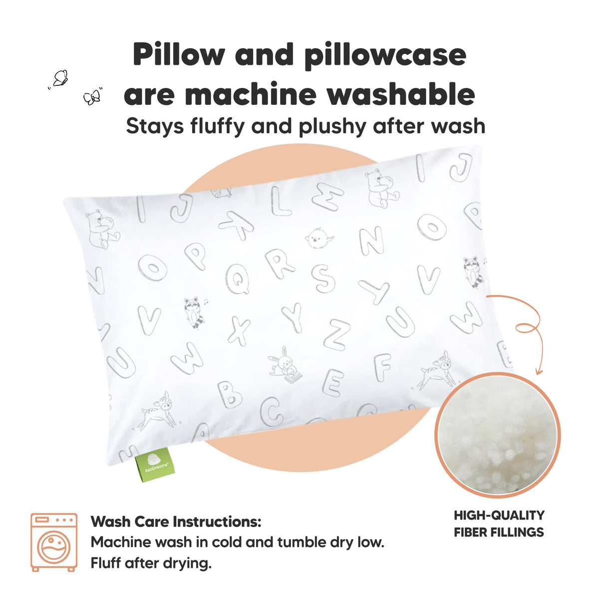 Toddler Pillow with Pillowcase, 13x18 My Little Dreamy Pillow (Flora Vale) Jansha Store