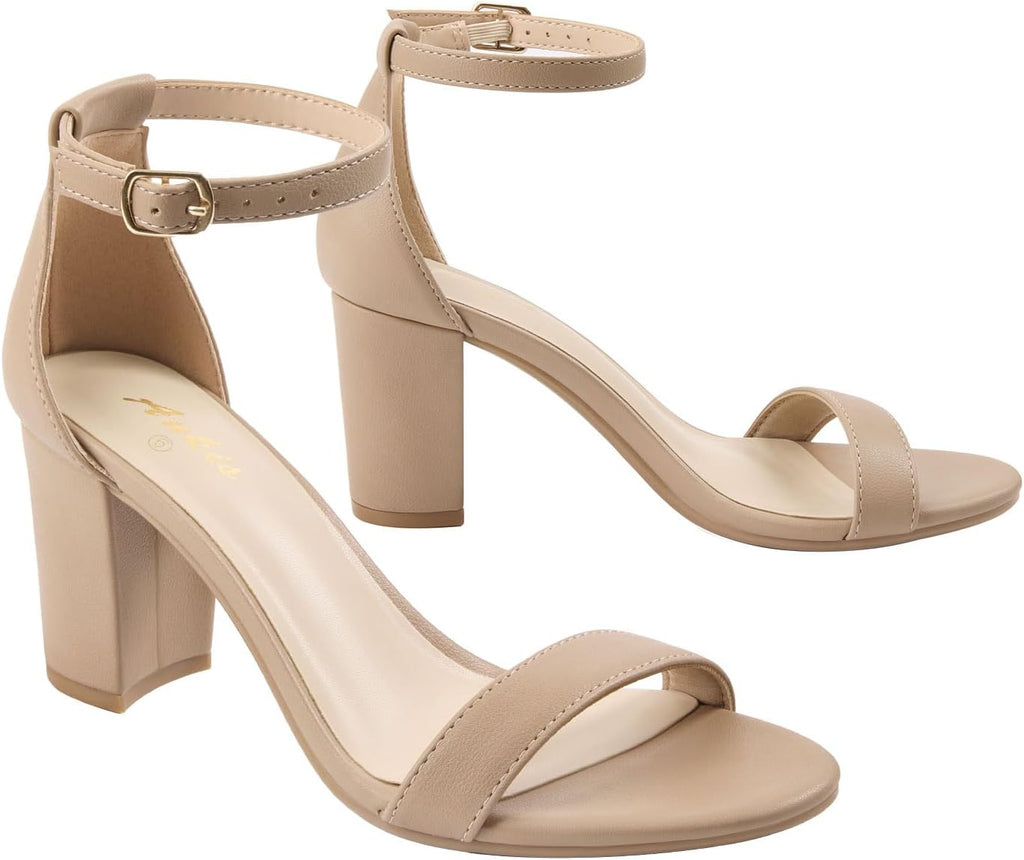 Ankis Heels for Women Open Toe Ankle Strap Chunky Heel Sandals 2.75 Inch Jansha Store