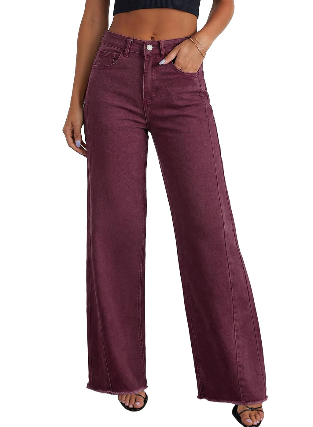 Sidefeel Women's Wide Leg Jeans High Waisted Stretchy Denim Pants Jansha Store