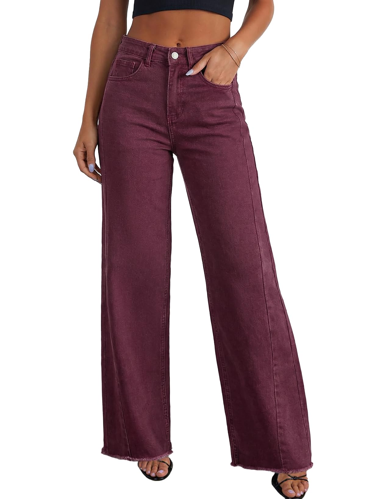 Sidefeel Women's Wide Leg Jeans High Waisted Stretchy Denim Pants Jansha Store