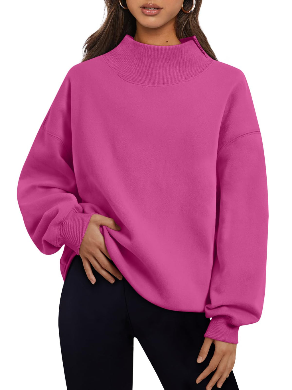 Trendy Queen Womens Mock Neck Sweatshirts Oversized Pullover Fall Outfits Jansha Store
