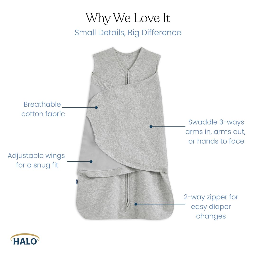 HALO SleepSack Swaddle | Cotton | 1.5 TOG | 6-12 lbs |Floral Stripe Jansha Store