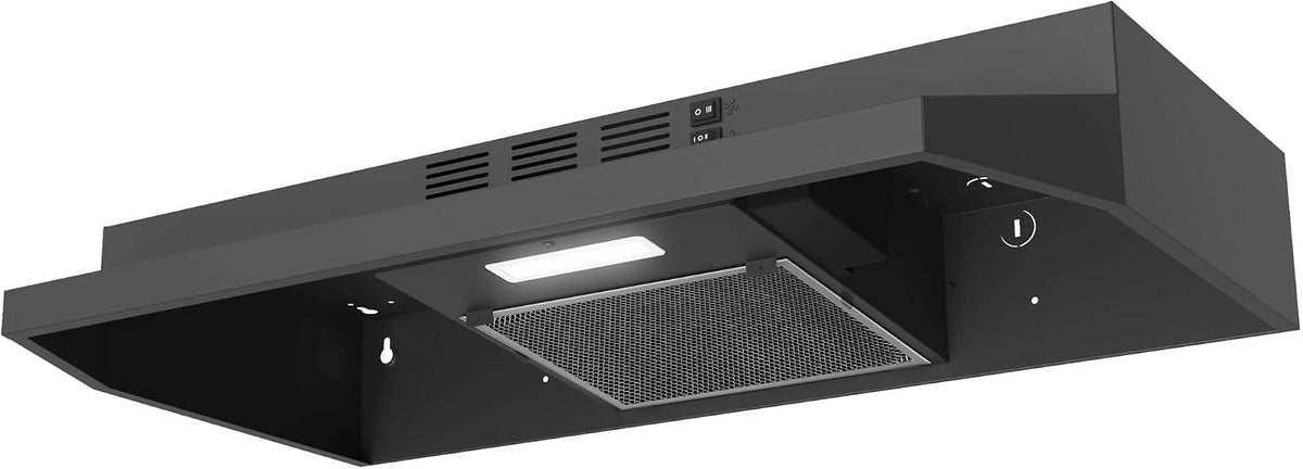 SNDOAS Range Hood 30 inch Under Cabinet, Ducted/Ductless Convertible Kitchen Hood, Stainless Steel Vent Hood with LED Light,Under Cabinet Hood with 2 Speed Exhaust Fan,Black Jansha Store