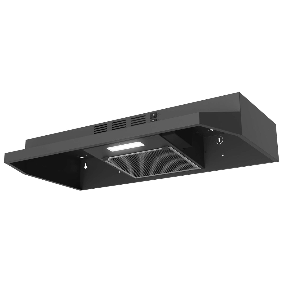 SNDOAS Black Range Hood 36 inch,Ductless Under Cabinet Range Hood Included Carbon Sponge Filter,Ducted Optional,Kitchen Hood 36 inch with 2 Vents,2 Speeds,Hard Wired Stove Vent Jansha Store