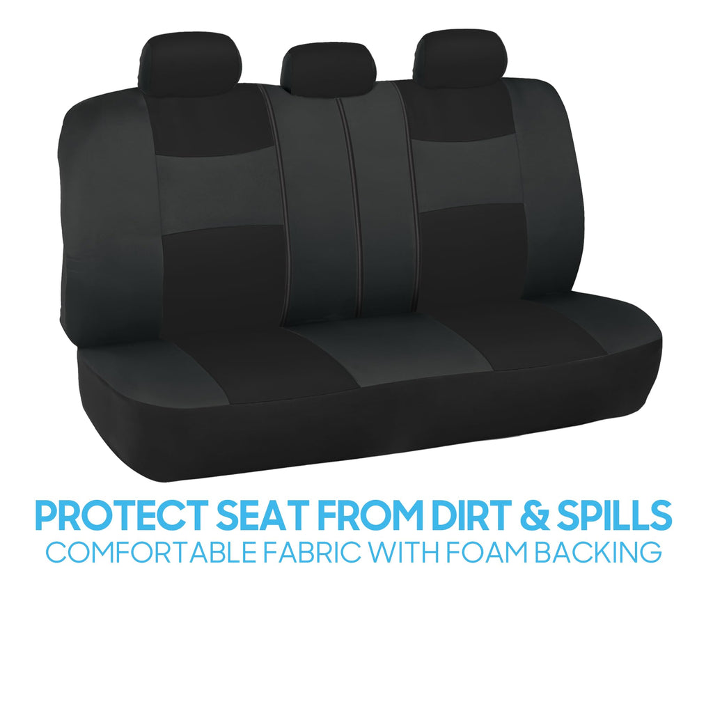 BDK PolyPro Car Seat Covers Full Set in Solid Black, Front and Rear Split Bench Seat Covers for Cars, Easy to Install Car Seats Cover Set and Accessories for Auto Trucks Van SUV - Solid Black Jansha Store
