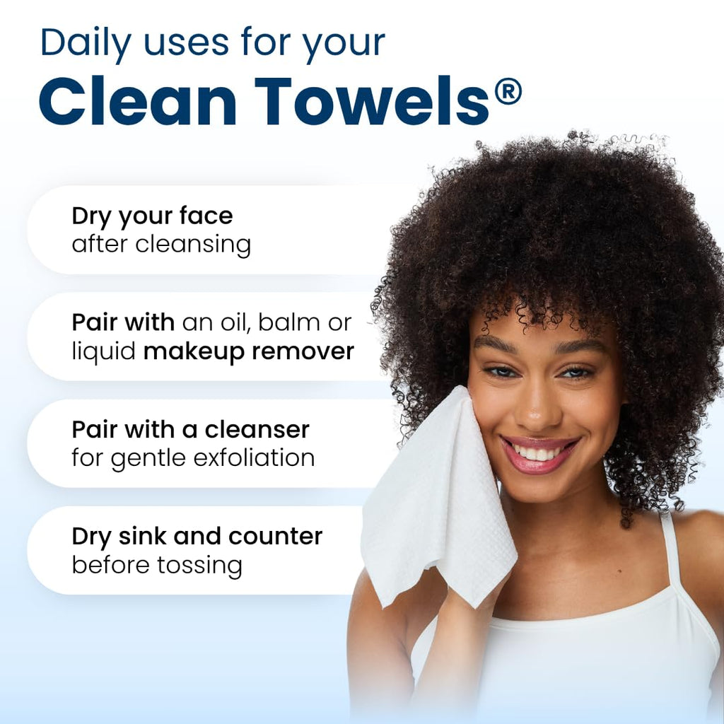 Clean Skin Club Clean Towels XL® Original 50 Ct + Healthy Aging 10ct Travel Pack Duo, 100% USDA Biobased Disposable Face Towels, Makeup Remover Dry Wipes, Ultra Soft, Smooths Fine Lines & Wrinkles Jansha Store